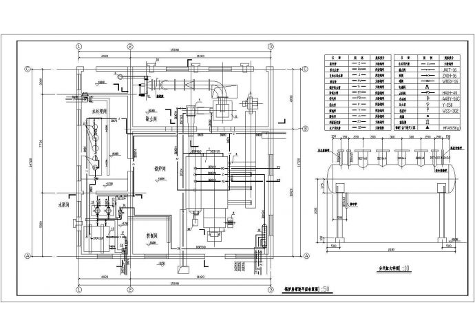 燃煤蒸汽锅炉详细cad施工设计方案图_图1