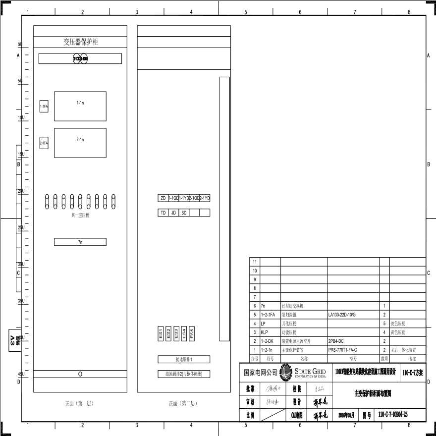 110-C-7-D0204-25 主变压器保护柜柜面布置图.pdf-图一