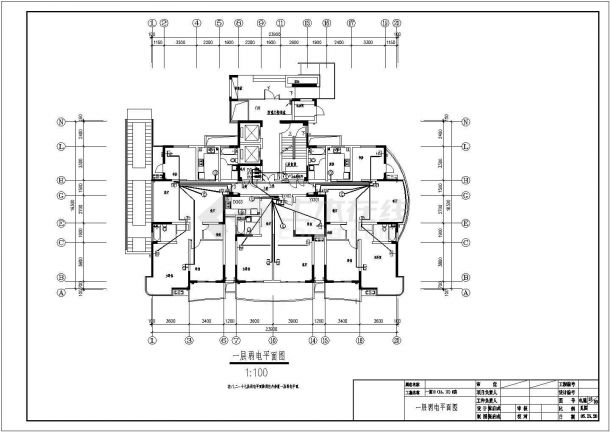 某地区小区一期5幢电气设计CAD施工图纸-图二