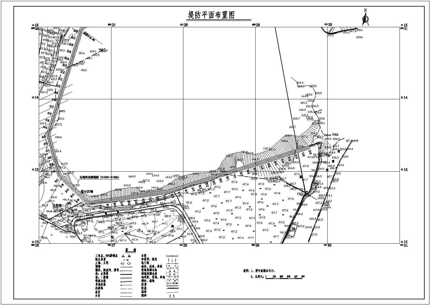 松花江干流依兰航电枢纽工程东部涝区西堤防完整图纸