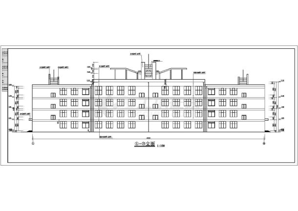 某地4层框架结构教学楼建筑方案图-图一