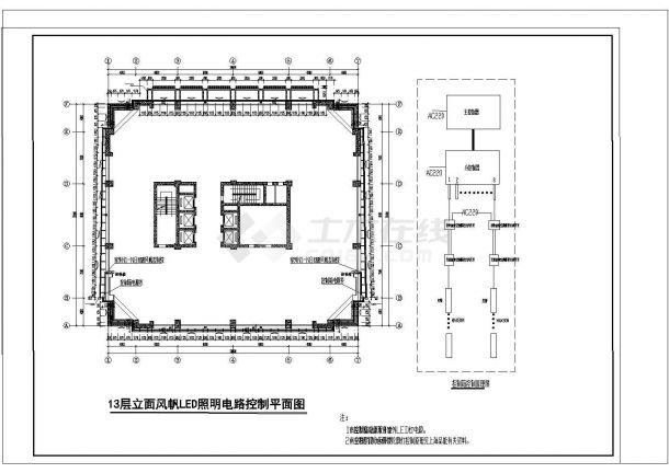 某大厦泛光照明电气施工全套CAD详图-图二