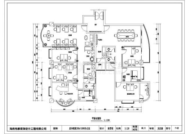 湖南高层框架结构办公室室内装修设计施工图-图一