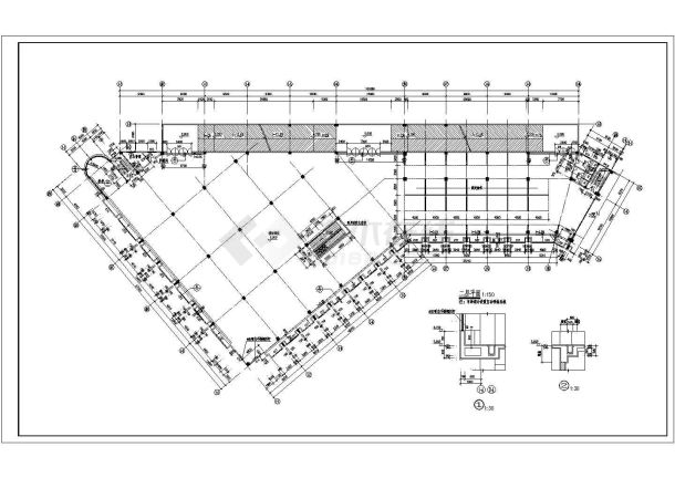 新铺位小商品市场建筑施工CAD设计图纸-图二