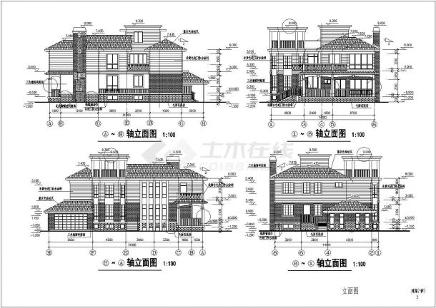 两层独立豪华别墅建筑设计施工图纸（共13张）-图一