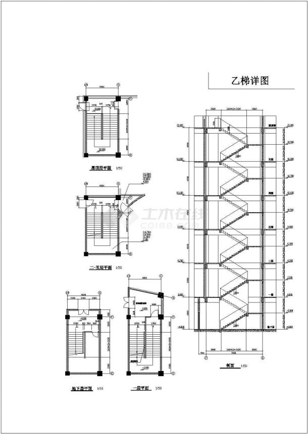 岳堤超市建筑施工全套方案cad设计图纸-图二