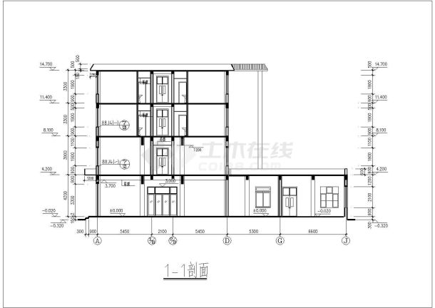某地五层框架结构办公室建筑设计施工图-图二