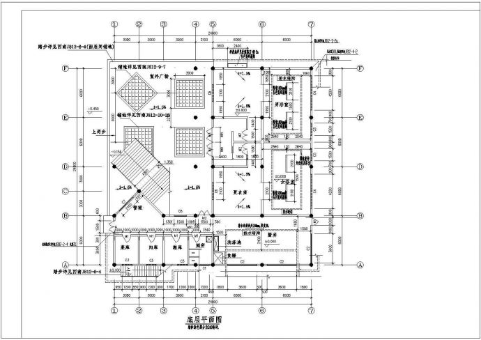 某食堂建筑平面设计图（节点详细）_图1
