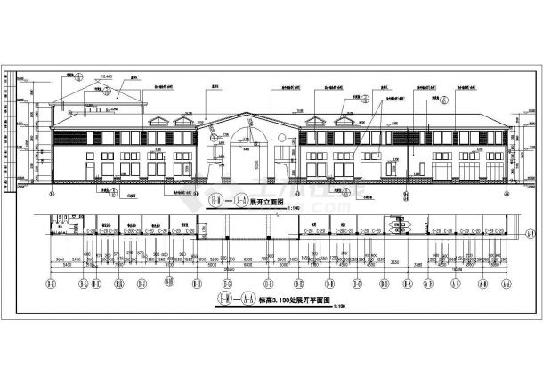 武汉三层框架结构会所建筑设计施工图-图一