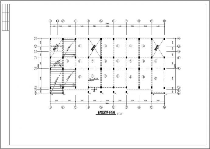 某地区四层框架办公楼钢结构CAD图_图1