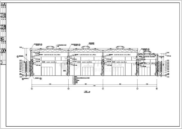 某200吨行车钢结构厂房建筑方案设计图-图二