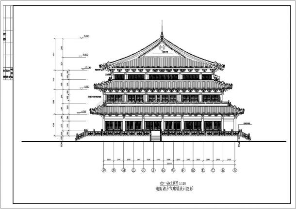 某地三层框架结构地藏王宫殿建筑设计图-图一