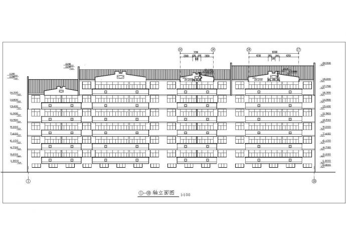 某地区7层步梯房住宅建施图纸（标注详细）_图1