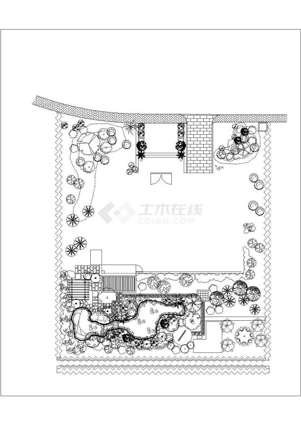 【上海】某别墅庭院绿化景观施工说明图纸-图二