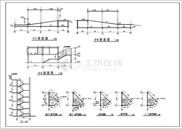 某大厦建筑施工cad全套方案设计图-图一