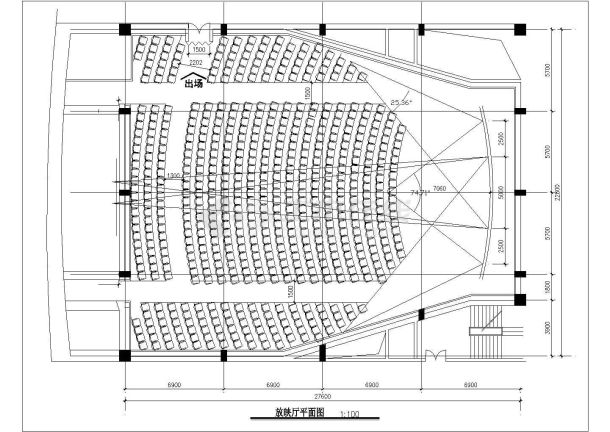 某电影院建筑施工设计CAD平面图-图一