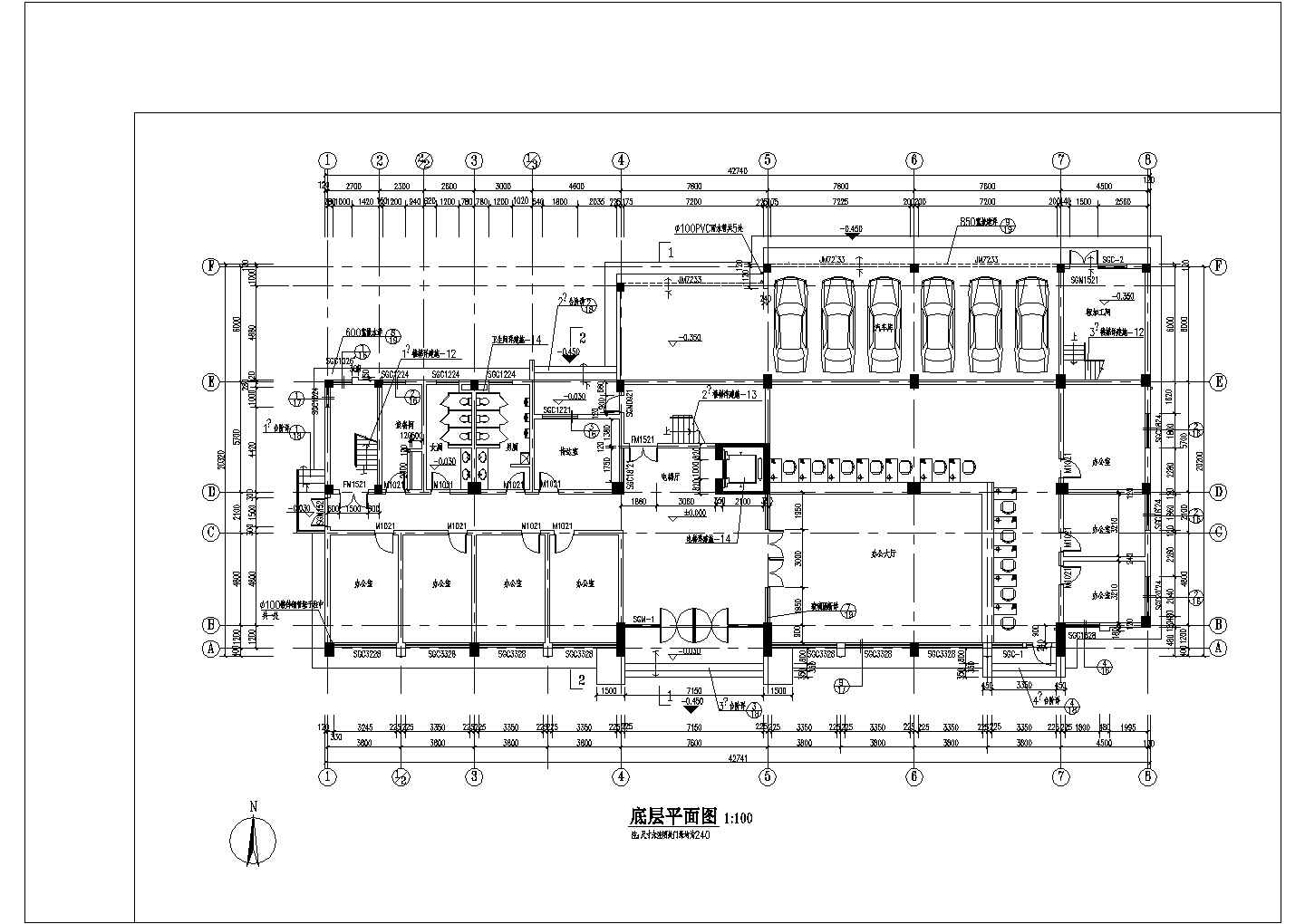 多层办公楼施工图建筑设计方案及施工全套CAD图