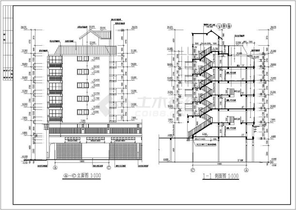 某地区商住楼建筑设计施工总套图纸-图一