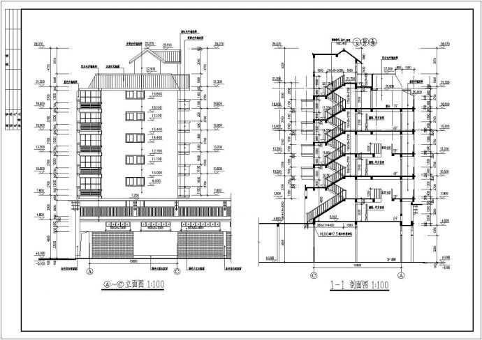 某地区商住楼建筑设计施工总套图纸_图1