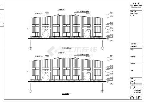 某地单层门式钢架厂房建筑设计方案图-图一