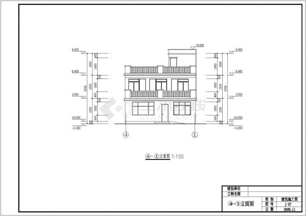 某自建三层框架小别墅建筑设计施工图-图二