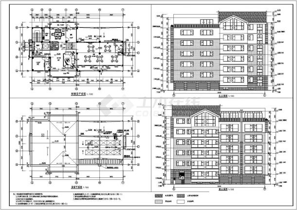 某地6层框架结构豪华式别墅住宅建筑设计施工图-图一