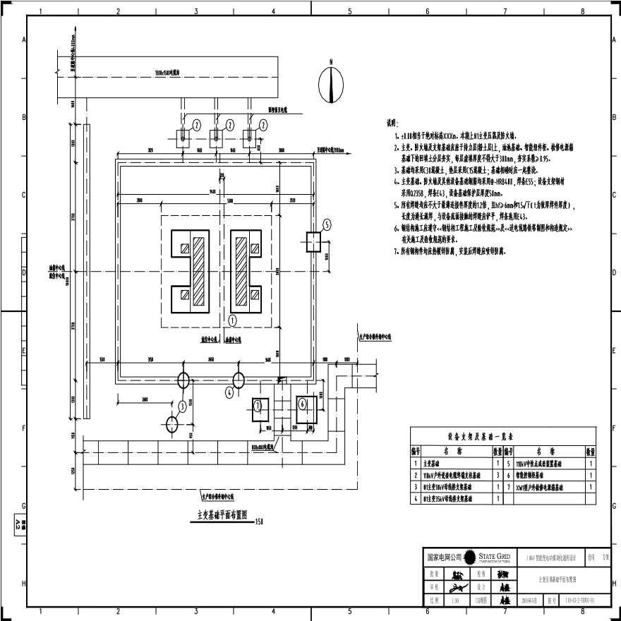 110-A3-2-T0301-01 主变压器基础平面布置图.pdf-图一