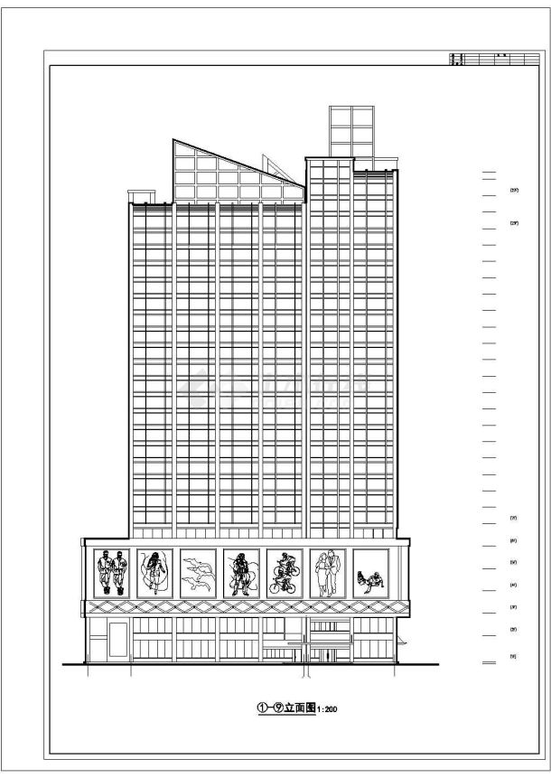 高层综合商业建筑设计方案及施工全套CAD图-图一