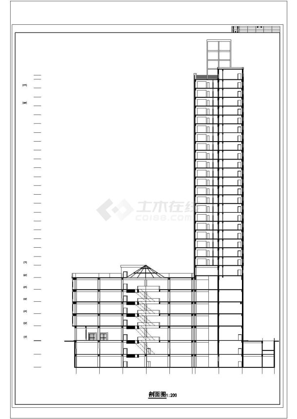 高层综合商业建筑设计方案及施工全套CAD图-图二