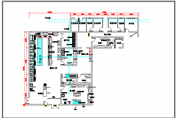 星级酒店厨房建筑平面图纸（节点详细）_图1