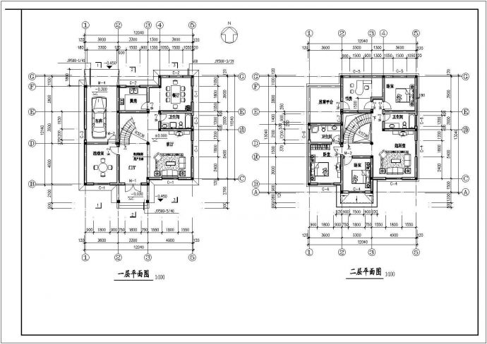 某地小型私宅建筑施工图（标注详细）_图1