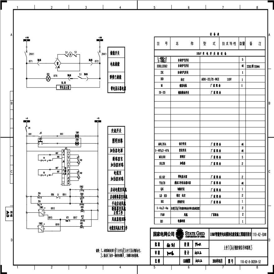 110-A2-8-D0204-52 主变压器10kV侧控制信号回路图3.pdf-图一