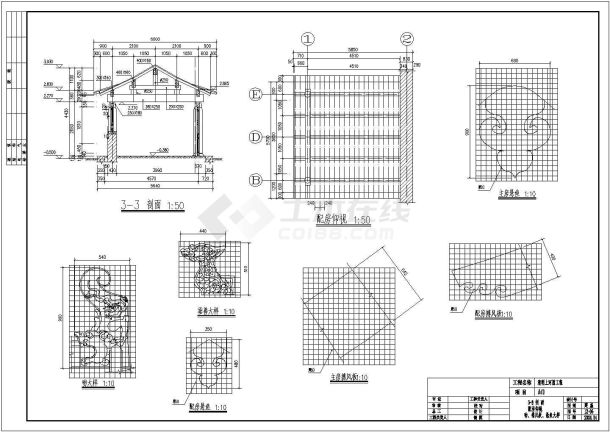 知名仿古建筑物施工平立面CAD详细图集-图二