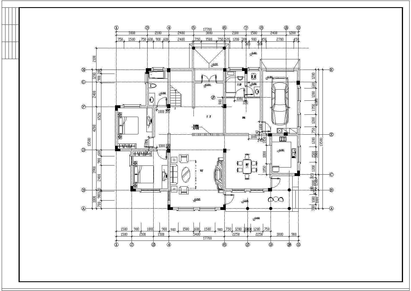 某地两层框架结构别墅室内装修设计（欧式）施工图