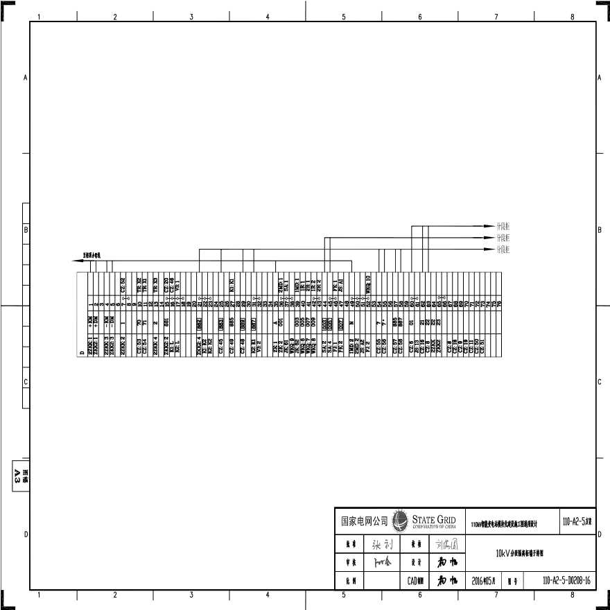 110-A2-5-D0208-16 10kV分段隔离柜端子排图.pdf-图一