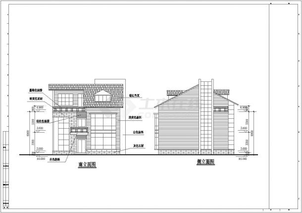 某地多层框架结构别墅建筑设计方案图（多套）-图一