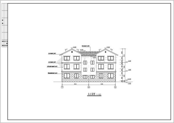某地三层砖混结构双联别墅建筑设计施工图-图二
