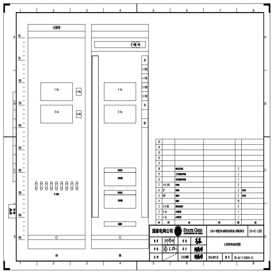 110-A2-3-D0204-15 主变压器保护柜柜面布置图.pdf-图一