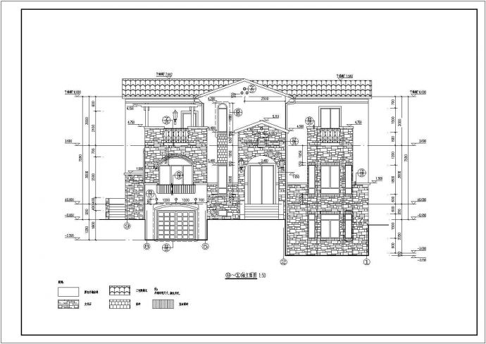 某二层坡屋顶别墅建筑设计施工图纸_图1