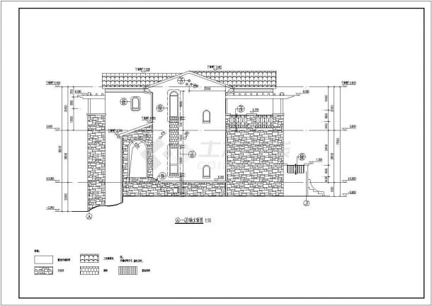 某二层坡屋顶别墅建筑设计施工图纸-图二