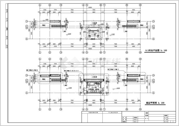 上海单层钢框架结构厂区大门建筑设计施工图-图一