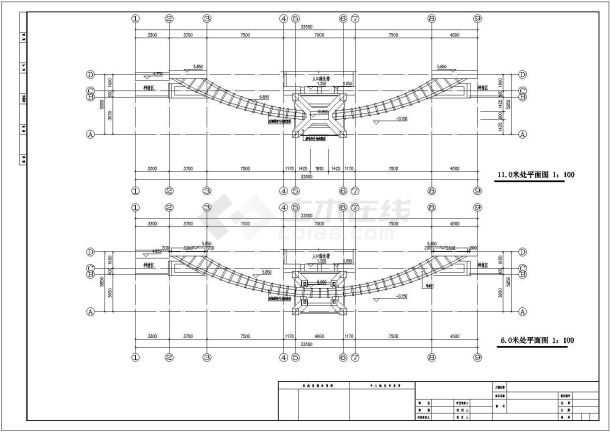 上海单层钢框架结构厂区大门建筑设计施工图-图二