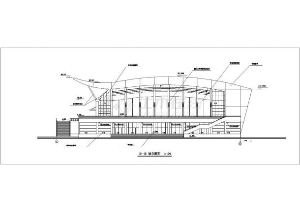 某地两层框架结构大学体育馆建筑设计施工图-图二