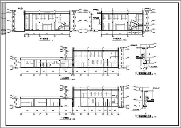 江苏两层框架结构食堂建筑设计施工图-图一