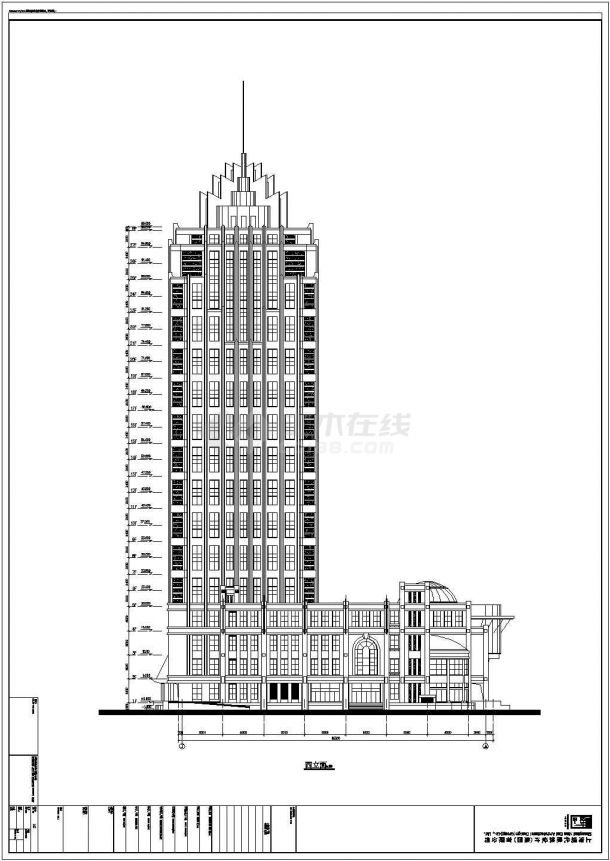 上海浦东某地27层框架剪力墙结构邮电大厦建筑设计方案图-图一