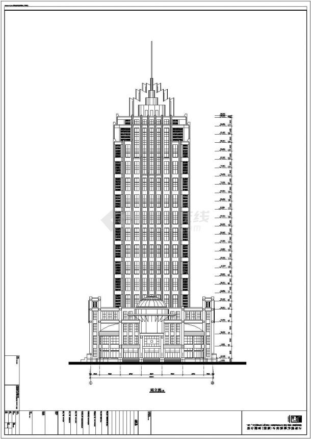 上海浦东某地27层框架剪力墙结构邮电大厦建筑设计方案图-图二
