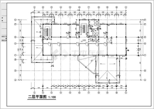某乡镇门诊楼建筑设计施工CAD详情图-图二