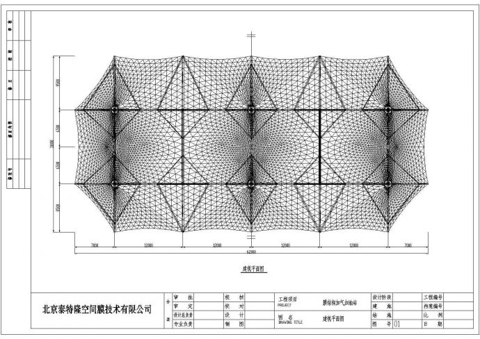 某地区单层加油站膜结构设计方案图纸_图1