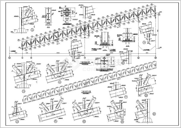 62m钢桁架结构皮带栈桥结构设计施工图-图二