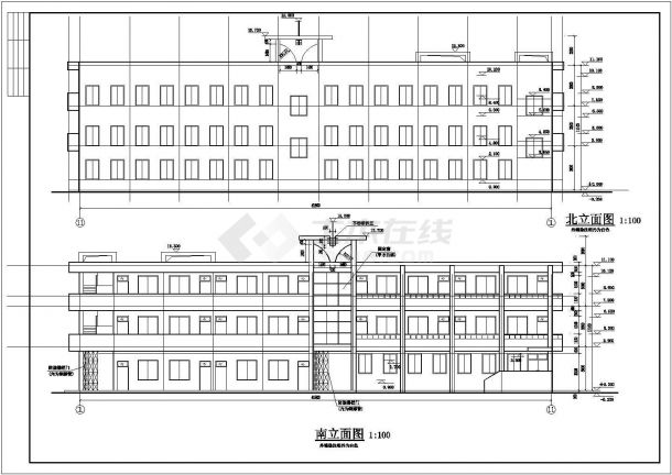 某地3层框架结构教学楼建筑方案图-图一